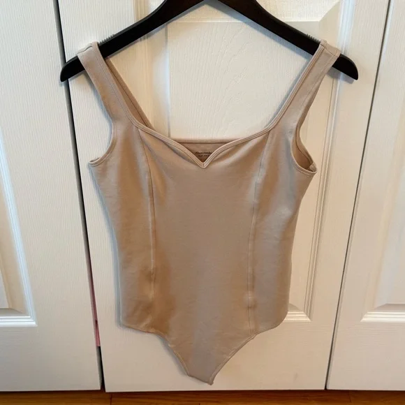 Abercrombie & Fitch Ponte Corset Bodysuit in Beige - Picture 2 of 4